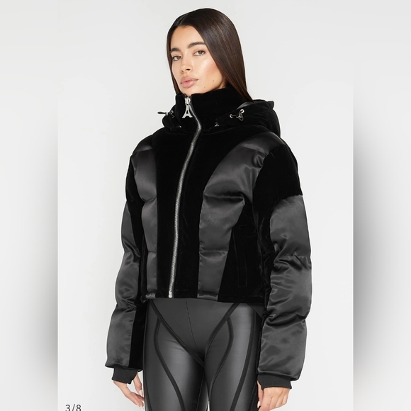 🔥 SATIN AND VELVET PUFFER JACKET - BLACK - size 10 🔥 - Picture 1 of 10